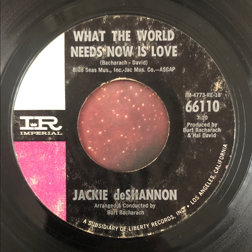 Jackie DeShannon What The World Needs Now Is Love Vinyl 45 Record